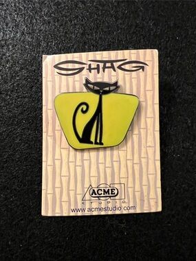 Vintage Rare ACME “Shag Cat” Enamel Pin. Designed by Josh Agle.